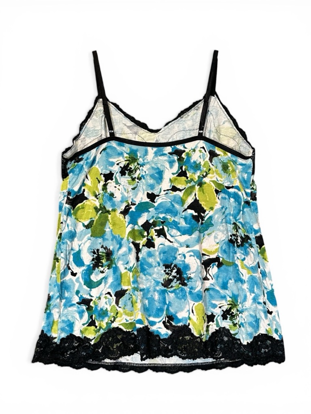 Lane Bryant Plus Sz 18/20 Lace Trim Cami Tank Top Blue Floral Y2K Layering Fairy - Picture 3 of 5